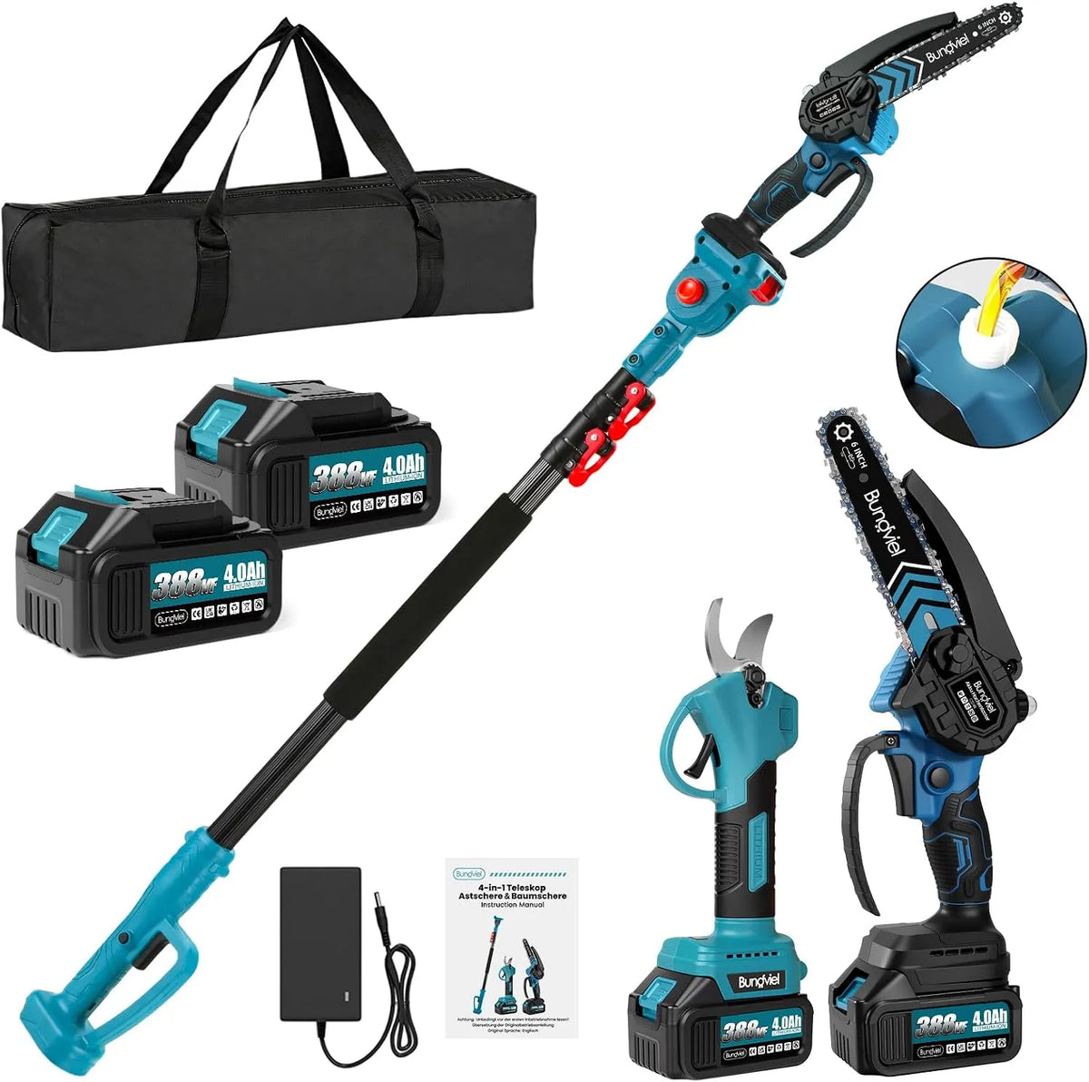 Makita Motosega, a batteria, motore brushless, 25 mm, 235,5 cm, 6 pollici, 4,0 Ah