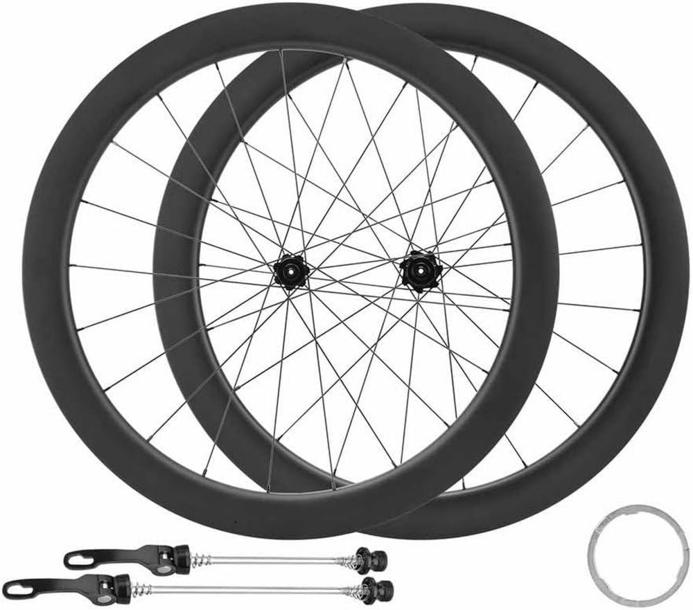Set di Ruote in Carbonio 700C per Bici da Strada, Aerodinamiche, Freno a Disco, Compatibili 8-12 Velocità