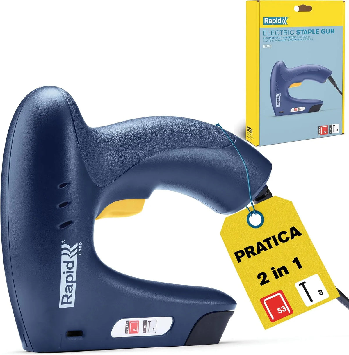 Chiodatrice e graffatrice elettrica: E100, struttura leggera, 2-in-1, per officina e fai da te