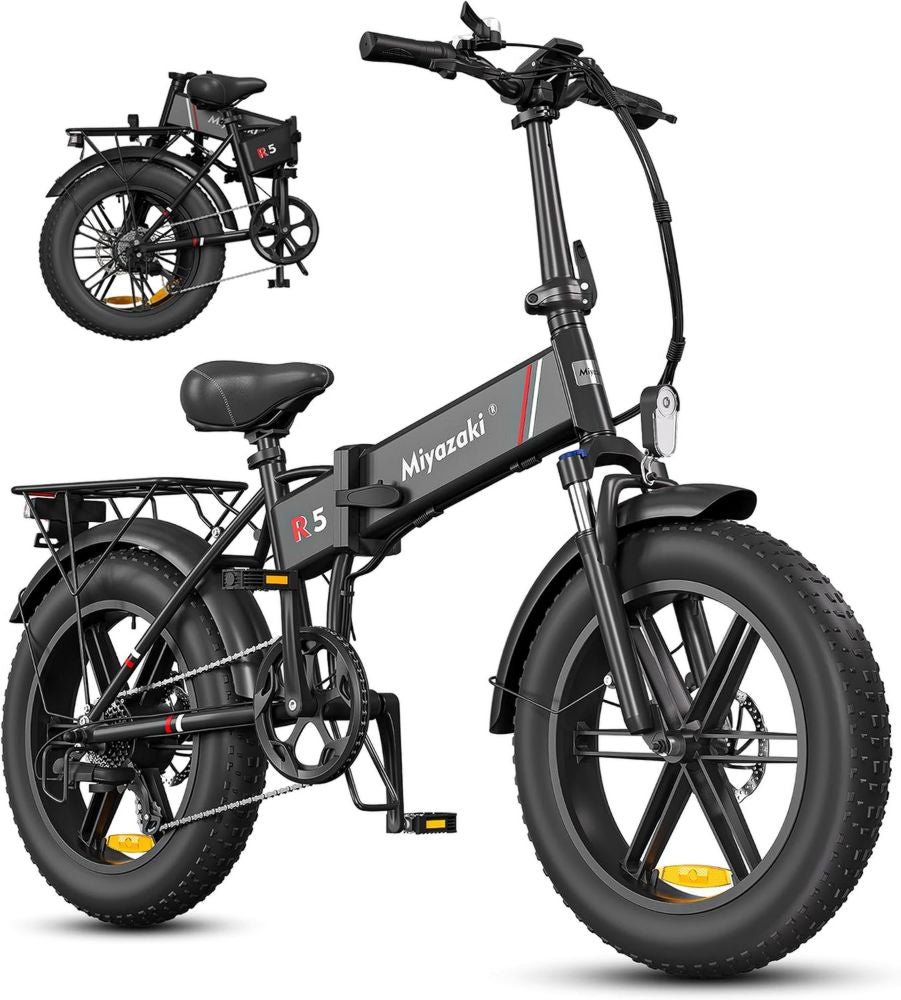 Bicicletta Elettrica Pieghevole Miyazaki per Adulti, Motore Brushless, Batteria Rimovibile 48V 14Ah, Pneumatici Fat 20x4.0', Telaio in Alluminio