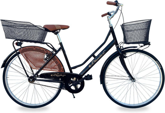 Bicicletta Olandese Donna Vintage 26'' con Cestino Nero