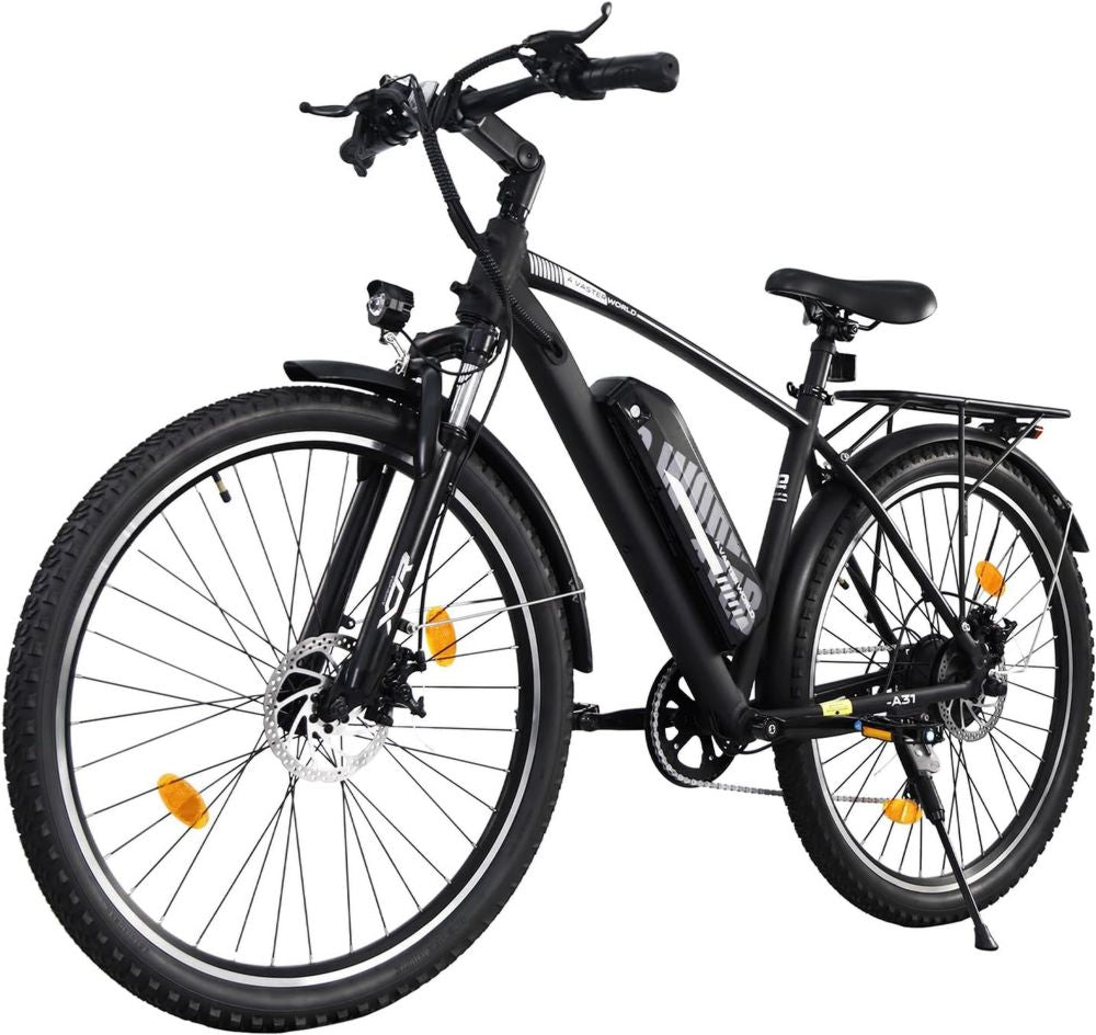 Bicicletta Elettrica da 27,5 Pollici, Telaio in Alluminio, Batteria Rimovibile 36V 12,8Ah, Cambio a 7 Velocità, Freni a Disco, Forcella Ammortizzata per Uso Urbano