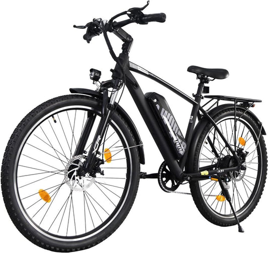 Bicicletta Elettrica da 27,5 Pollici, Telaio in Alluminio, Batteria Rimovibile 36V 12,8Ah, Cambio a 7 Velocità, Freni a Disco, Forcella Ammortizzata per Uso Urbano