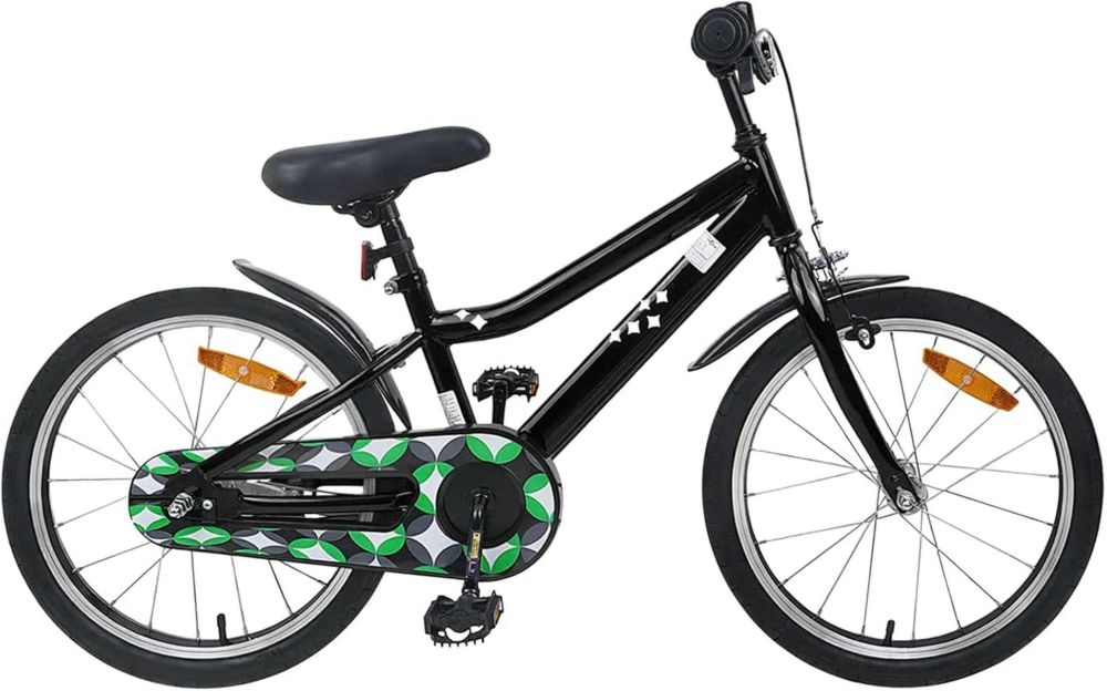 Bici Bambino 18 Pollici Nera con Manubrio Regolabile per 5-7 Anni