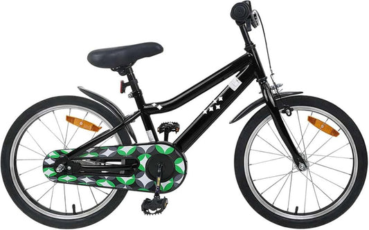 Bici Bambino 18 Pollici Nera con Manubrio Regolabile per 5-7 Anni