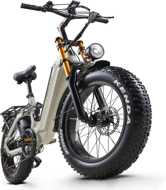 E-Bike 20' Fat Tire, 7 Velocità, Sospensione Completa, Batteria Rimovibile 48V 20Ah, Ideale per Terreni Diversi