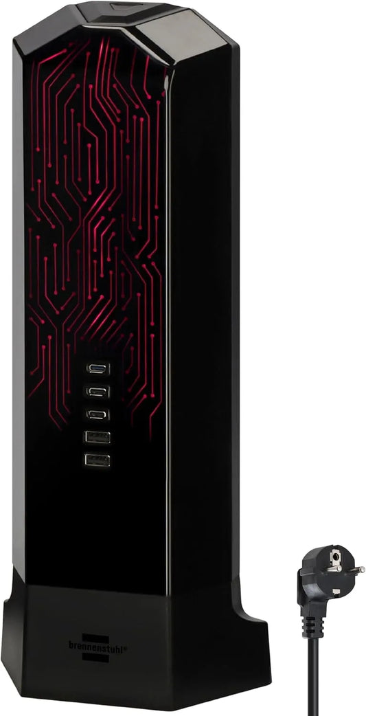 Brennenstuhl Protezione di tensione e sovratensione e dispositivo di protezione di rete, con USB-C, 45 W, 2 m, con protezione da sovratensione