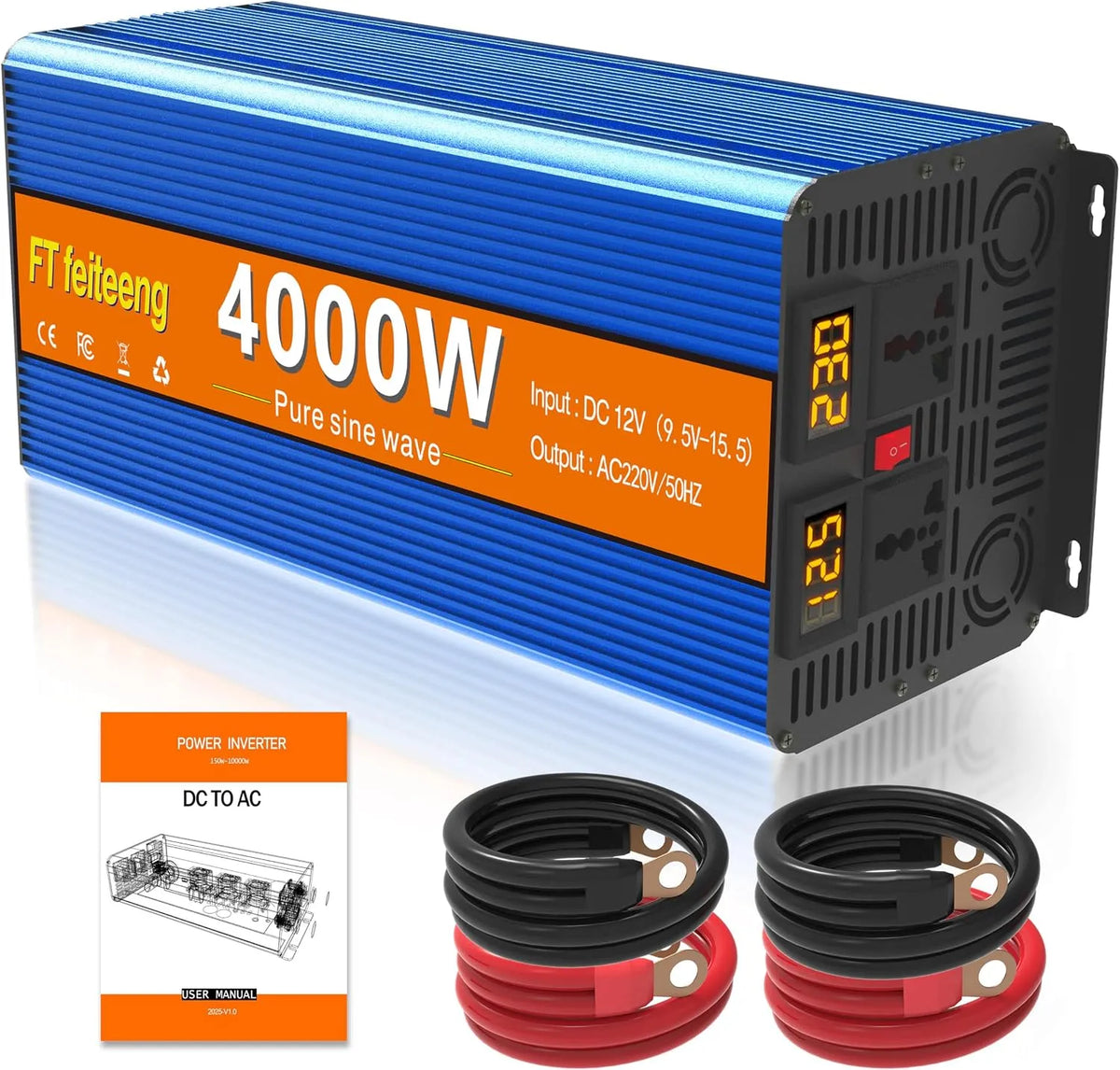 Inverter CC-CA e convertitore di tensione, 4000W, 8000W, per campeggio e camper, alimentazione solare, 12v, 220v