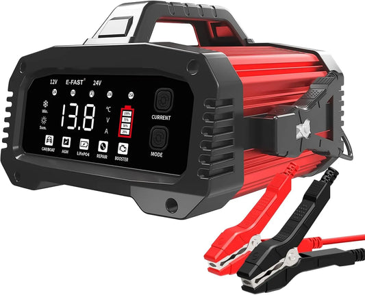 AGM/LiFePO4 Batteria al litio LiFePO4 e batteria solare a ciclo profondo, con display digitale, 12V, 24V, 25A