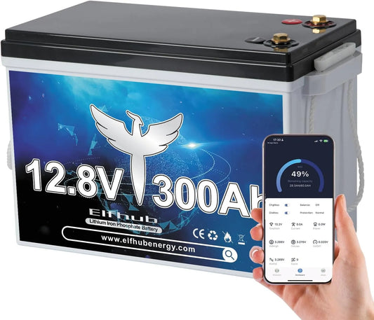 LiFePO4 Batteria al litio LiFePO4 e batteria solare a ciclo profondo, alimentazione solare, 300 Ah, 3840 Wh, 12 V, 200 A, con BMS