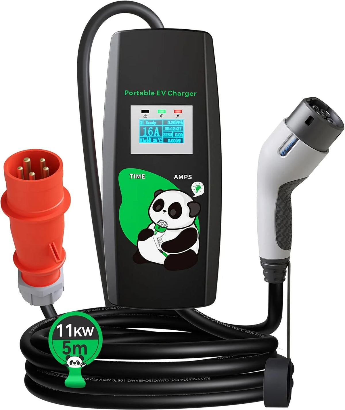 Cavo di ricarica Tipo 2 per auto elettrica e cavo EV Mode 3, 11 KW, 16 A, 5 m