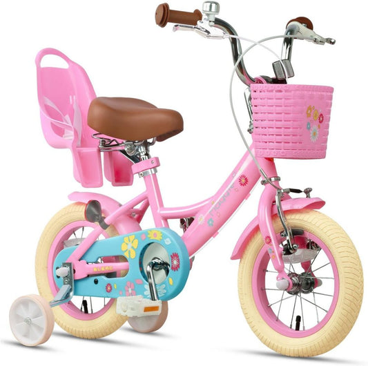 Bicicletta per Bambine con Cestino e Campanello, 40,6 cm, Età 2-7 Anni, Colori Vari