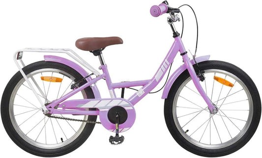 Bicicletta per Bambini 20 Pollici Viola, 6-11 Anni, Manubri Regolabili, Seduta Confortevole