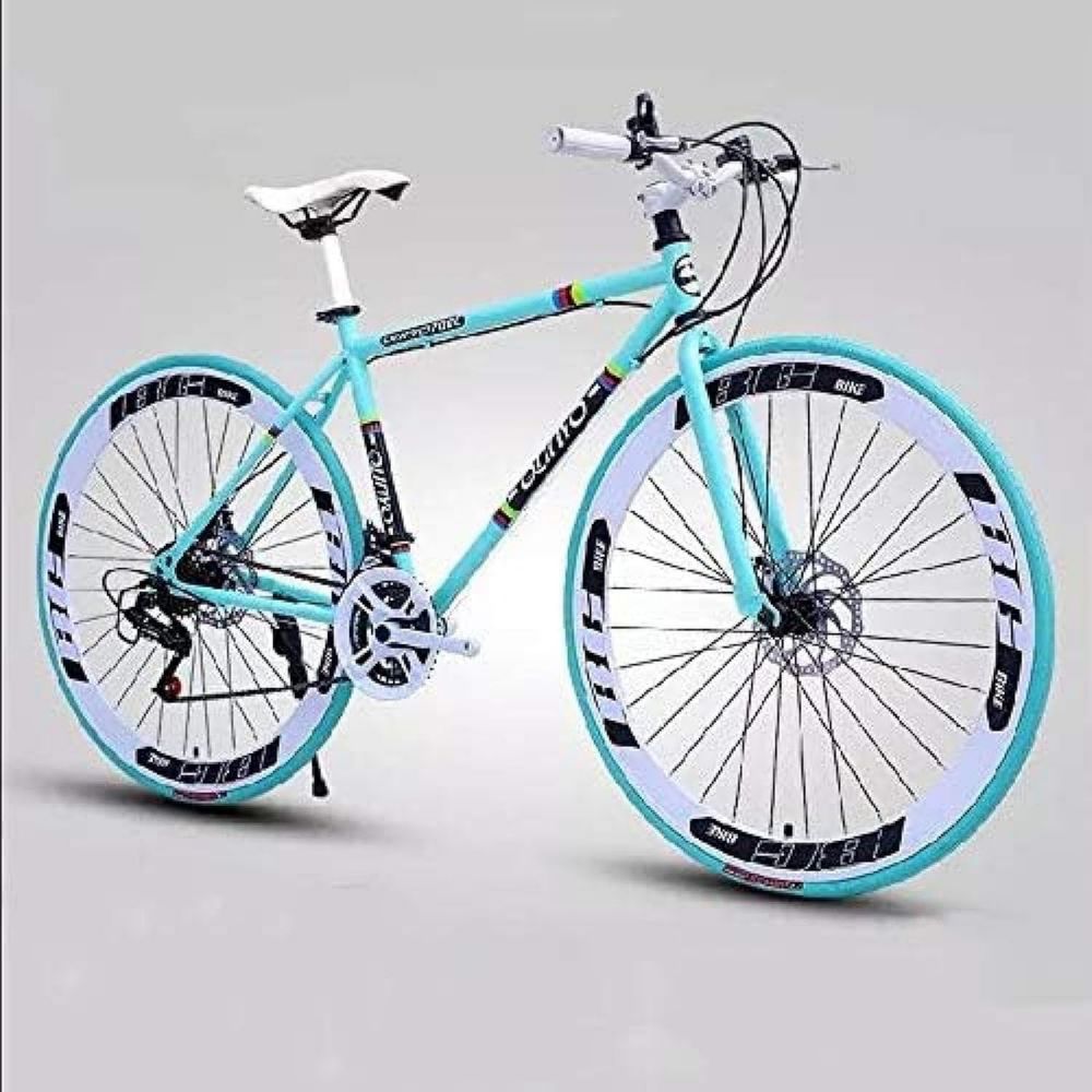 Bicicletta da Corsa in Acciaio al Carbonio 26'' con 24 Marce, Freno a Disco Doppio, Unisex