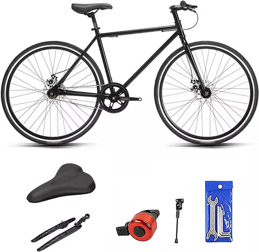 Bicicletta da Corsa 700C in Acciaio, 7 Marce, Freni a Disco, Uomo Donna