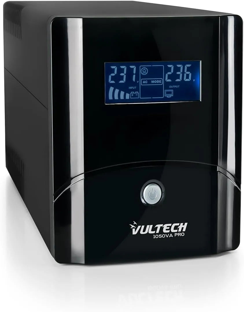 VulTech UPS1050VA-PRO Gruppo di continuità UPS e alimentazione di emergenza, con display digitale, presa Schuko