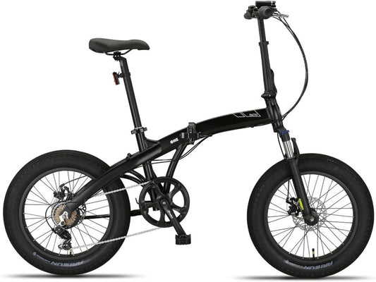 PACTO One Fatbike Pieghevole 6 Velocità, Telaio Alluminio, Freni a Disco, Luce LED, 17 kg, Nero