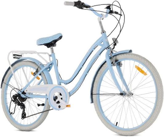 Bici Bambina 20/24 Pollici con V-Brake, Cestino e Portapacchi