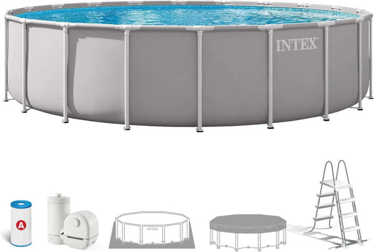 Set Piscina Intex 26756ND Prism Frame 6.1m x 1.32m con Pompa Filtro e Accessori