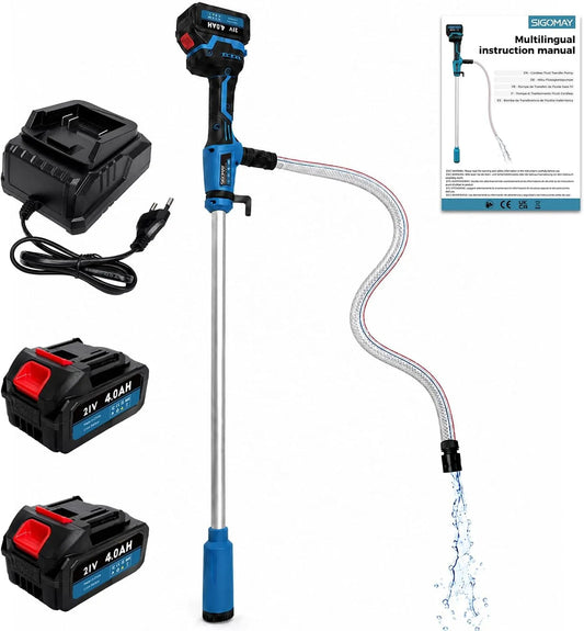 Pompa di travaso carburante e pompa diesel, 2725 L/h, 18V, con arresto automatico, con display digitale, per irrigazione del giardino