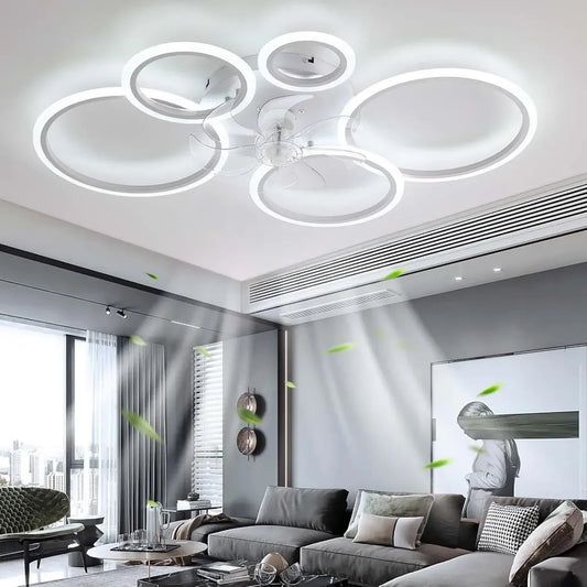Ventilatore da Soffitto Moderno con LED Dimmerabile 72W e Telecomando, 6 Velocità, Bianco 100cm, per Soggiorno e Camera da Letto