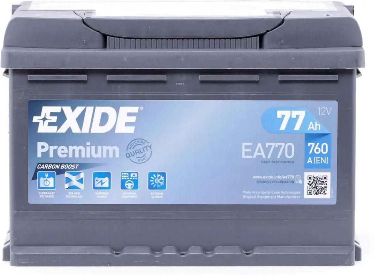 Batteria Auto EXIDE 77Ah 760A EN - Dimensioni L278 B175 H190