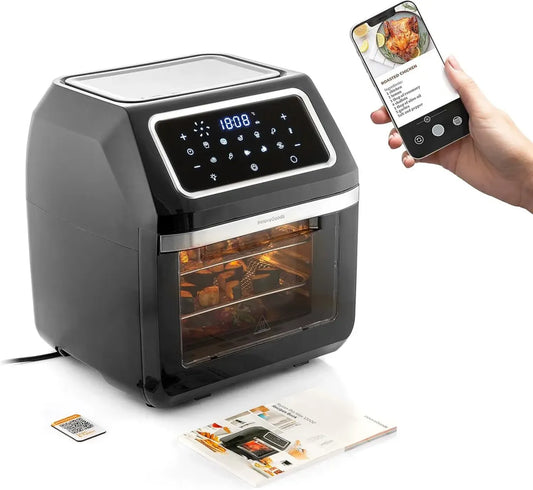 Friggitrice ad Aria InnovaGoods 12L, 1800W con Ricettario Italiano, 8 Accessori e Schermo Touch