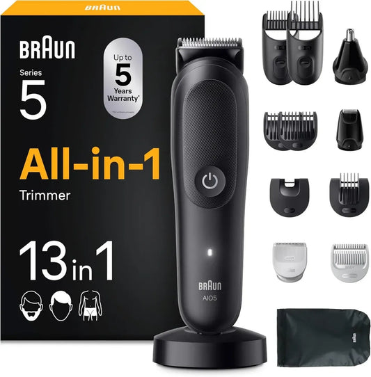 Braun Rifinitore 13-in-1 Series 5, Rasoio e Tagliacapelli, ProBlade Wet&Dry, Tecnologia AutoSense, Nero