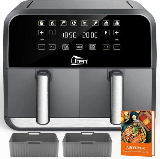 Friggitrice ad Aria 8L Uten con Doppio Cestello e Accessori in Silicone