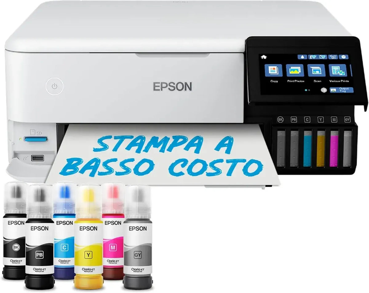 Stampante Fotografica Epson EcoTank ET-8500 con Inchiostri a 6 Colori, Wi-Fi, Touchscreen 10.9 cm