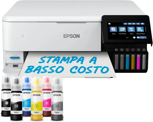 Stampante Fotografica Epson EcoTank ET-8500 con Inchiostri a 6 Colori, Wi-Fi, Touchscreen 10.9 cm