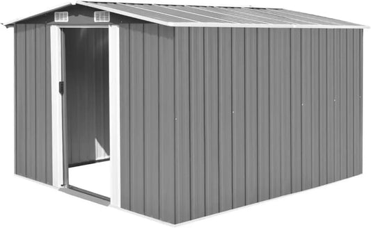 Capanno in Metallo Grigio Resistenti alle Intemperie 257x298x178 cm