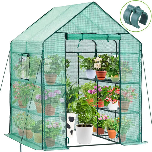 Serra da Giardino Ohuhu con Finestre e 12 Ripiani, 145x145x195 cm