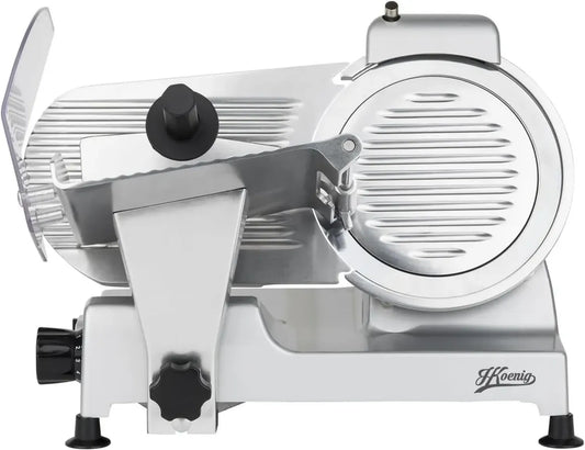 H.Koenig MSX220 Affettatrice Elettrica Professionale, Lama 22cm, Spessore Regolabile, Argento