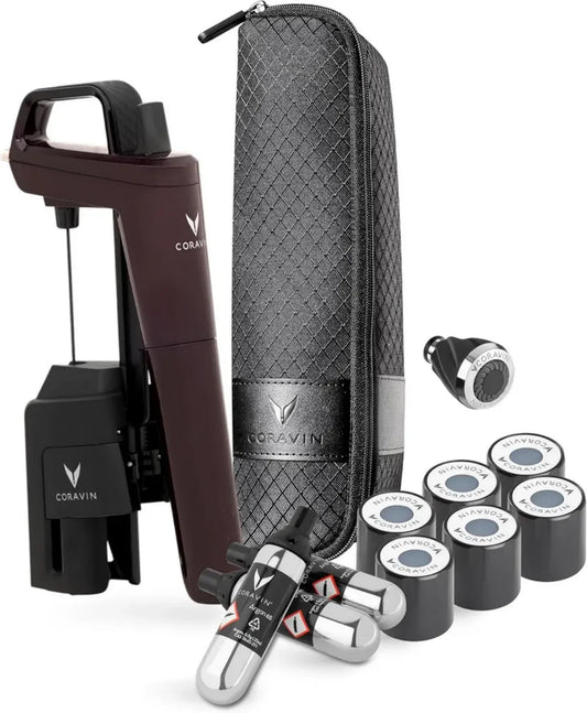 Coravin Timeless Six Plus - Sistema per Conservazione Vino con Capsule Argon, Tappi a Vite e Aeratore, Edizione Limitata Rosso Hermitage