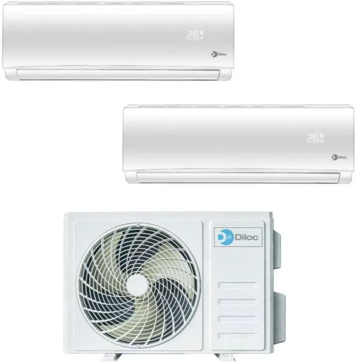 Condizionatore Inverter Dual Split Diloc 9+12 BTU 9000+12000 A+++ con Wi-Fi 32 R