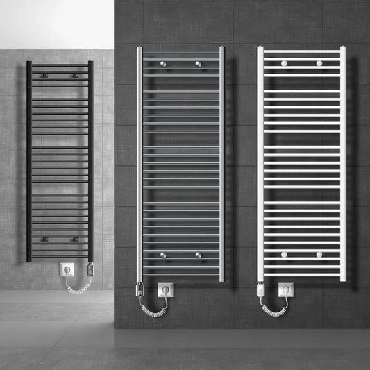 Radiatore Elettrico 1200W Acciaio Cromato per Bagno 500x1200 mm - Design Curvo