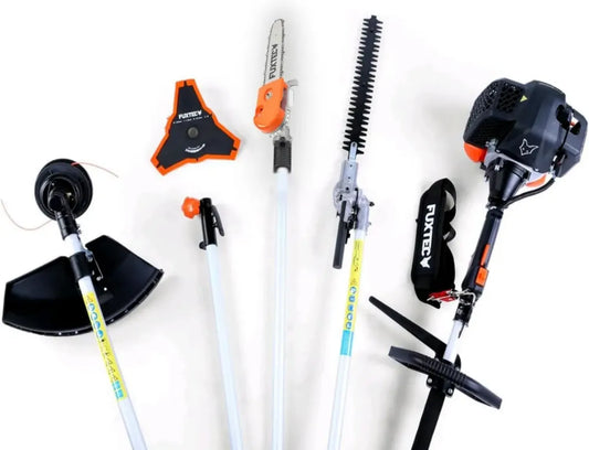 Utensile da Giardino Multifunzione 52cc: Decespugliatore, Tagliasiepi, Motosega e Tagliabordi con Asta Estensibile
