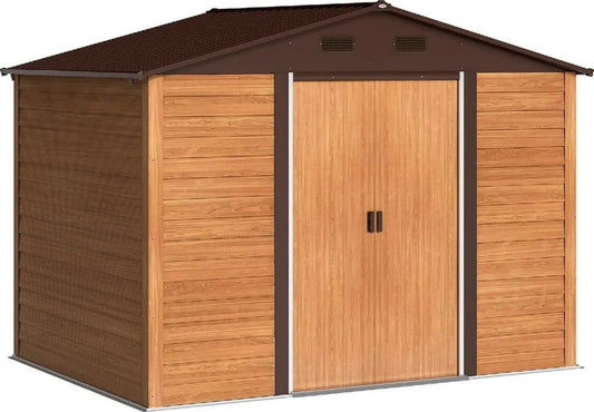 Capanno da Giardino in Acciaio a Doppia Porta 278x195x215 cm Marrone