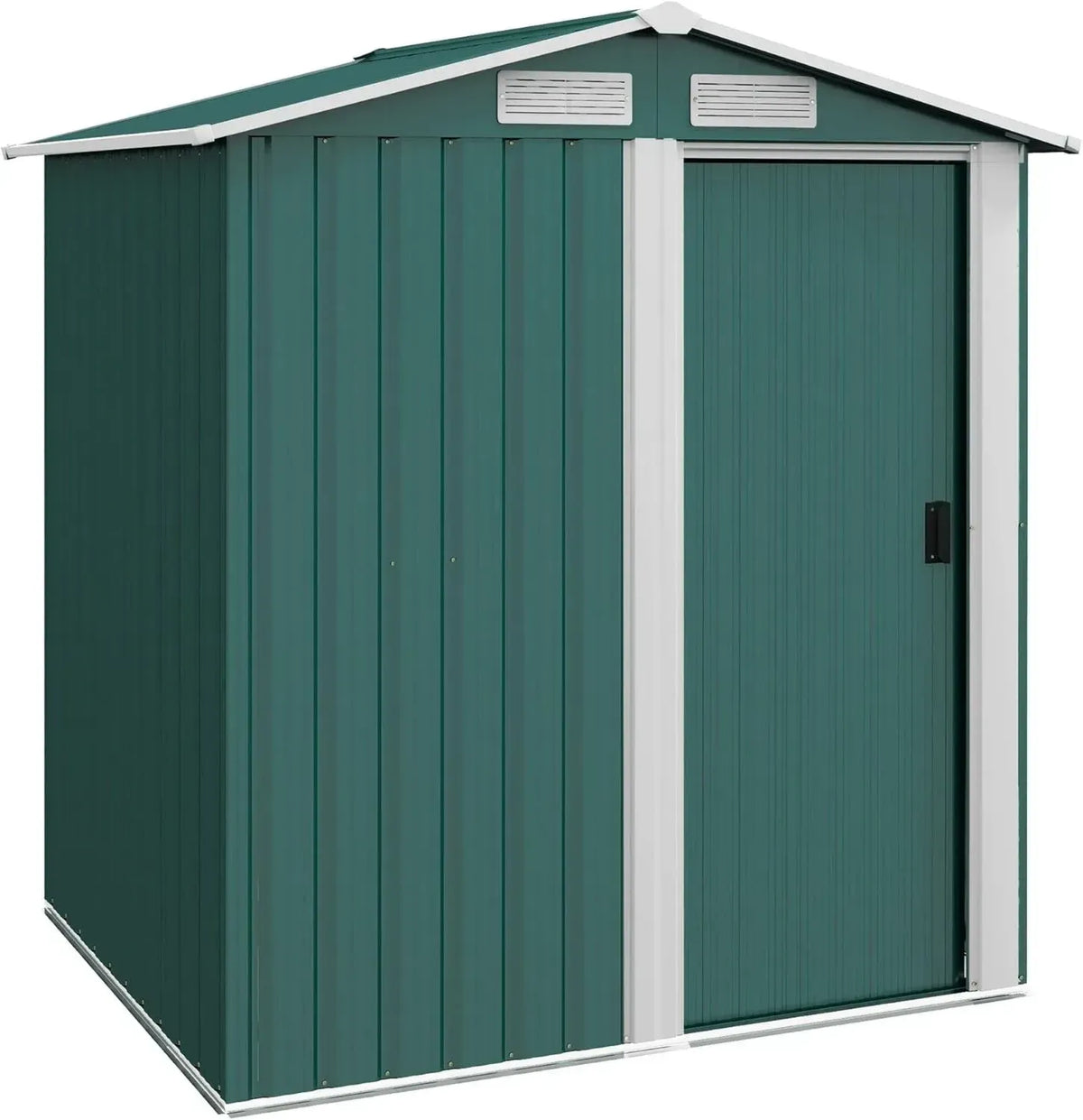 Outsunny Capanno Porta Attrezzi in Acciaio con Porta Scorrevole e Tetto Inclinato, Verde, 152x132x188 cm