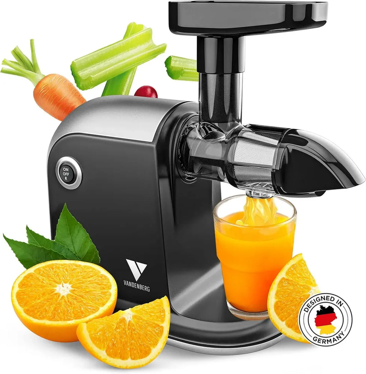 Estrattore di Succo Vandenberg Senza BPA, 150W con Funzione Inversa e Spazzola di Pulizia