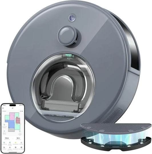OKP L7 Robot Aspirapolvere con LiDAR Avanzato, Potente Suzione 6000Pa e Controllo Smart, Grigio