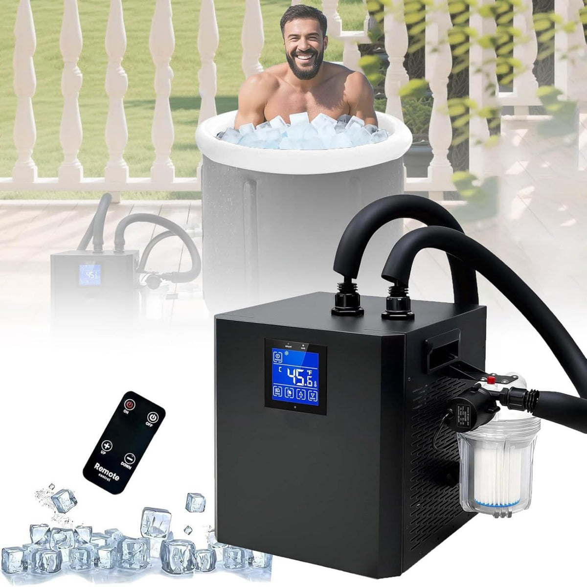 Vasca per bagno di ghiaccio: con telecomando, design portatile