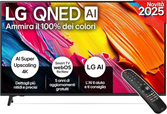 Smart TV LG QNED 65'' 4K AI, webOS Gen8, QNED Color Dinamico, Gaming VRR, Modello 2025