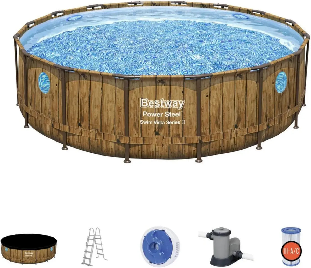 Piscina Fuori Terra Power Steel Swim Vista Bestway 488x122 cm