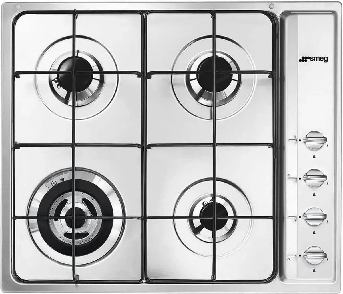 Smeg Piano Cottura a Gas in Acciaio Inox con 4 Bruciatori