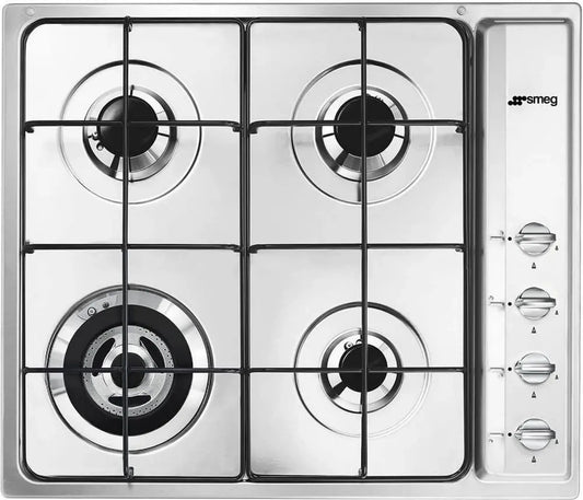 Smeg Piano Cottura a Gas in Acciaio Inox con 4 Bruciatori