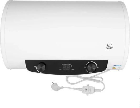 Scaldabagno Elettrico 50L/120L Orizzontale, 2000W con Valvola di Sicurezza e Kit Doccia