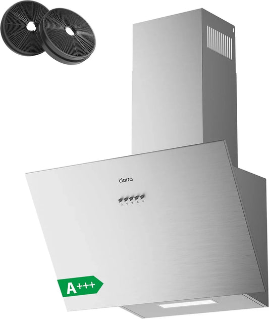 CIARRA Cappa Aspirante 60 cm Classe A, 650 m³/h, 3 Velocità, Acciaio Inox