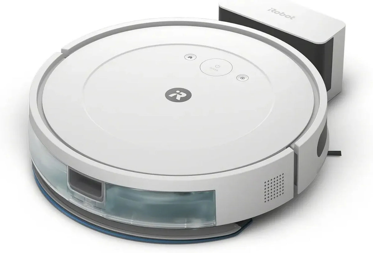 iRobot Roomba Combo Essential, Robot lavapavimenti e aspirapolvere, potente e versatile, sistema di pulizia a 4 fasi, controllabile con app, bianco